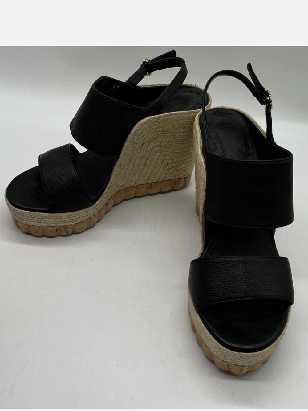 Salvatore Ferragamo Maratea Women’s Black Espadrille Wedge Sandals 8.5